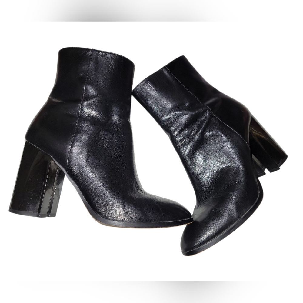 Coach Brielle  Black Leather Ankle Almond  Heeled Booties 7.5 - Picture 2 of 11